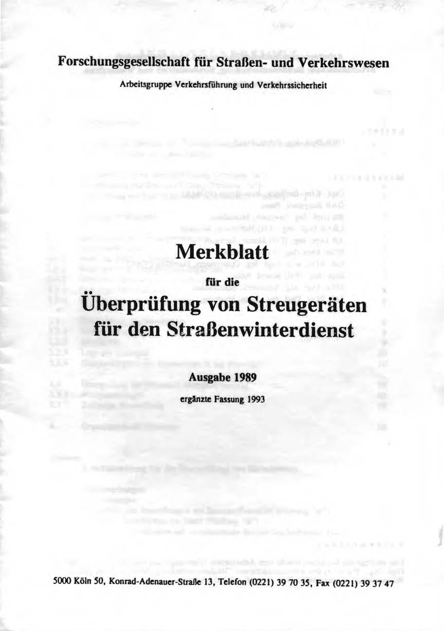 Merkblatt für die Überprüfung von Streugeräten für den Straßenwinterdienst