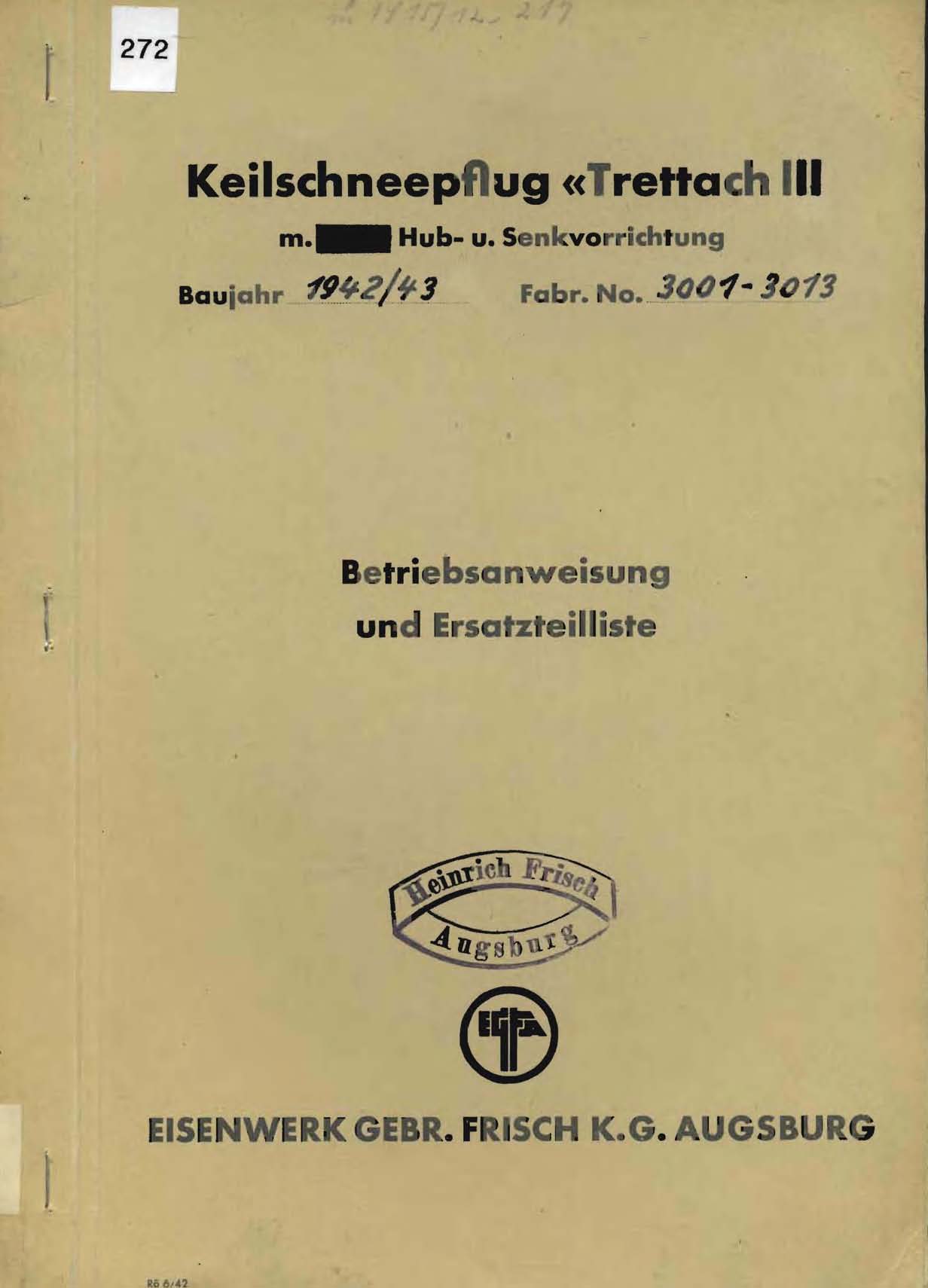 Keilschneepflug Trettach III, mit Hub- und Senkvorrichtung