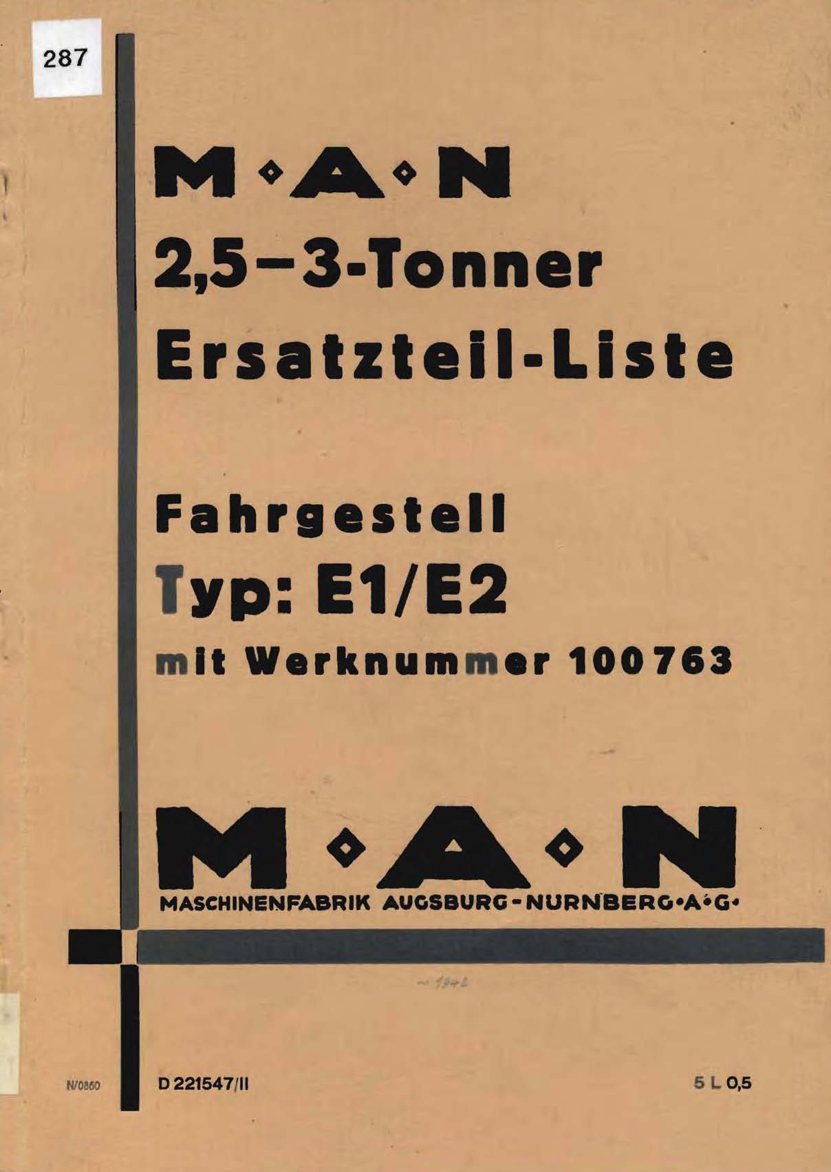 Ersatzteil-Liste Fahrgestell Typ E1/ E2