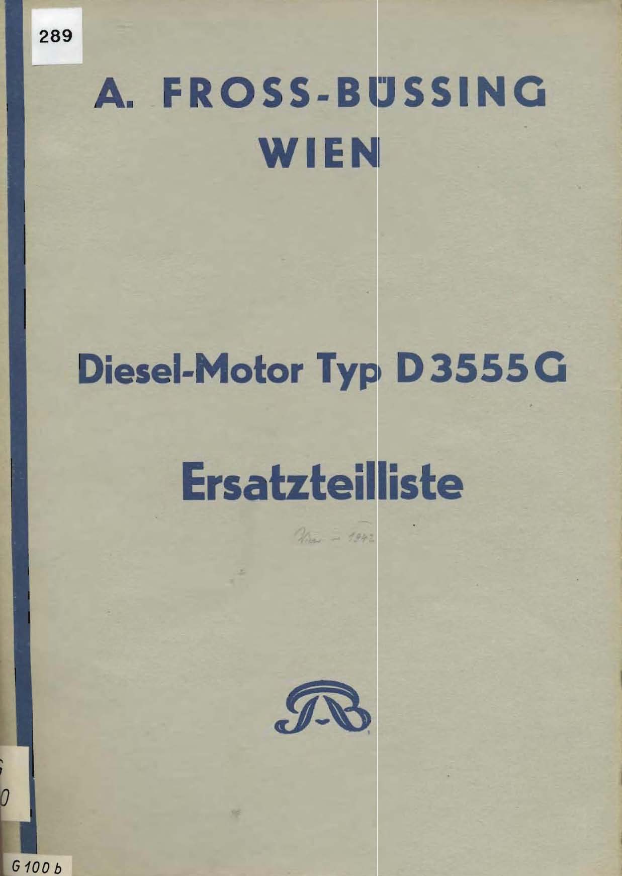 Ersatzteilliste Dieselmotor Typ D 3555G