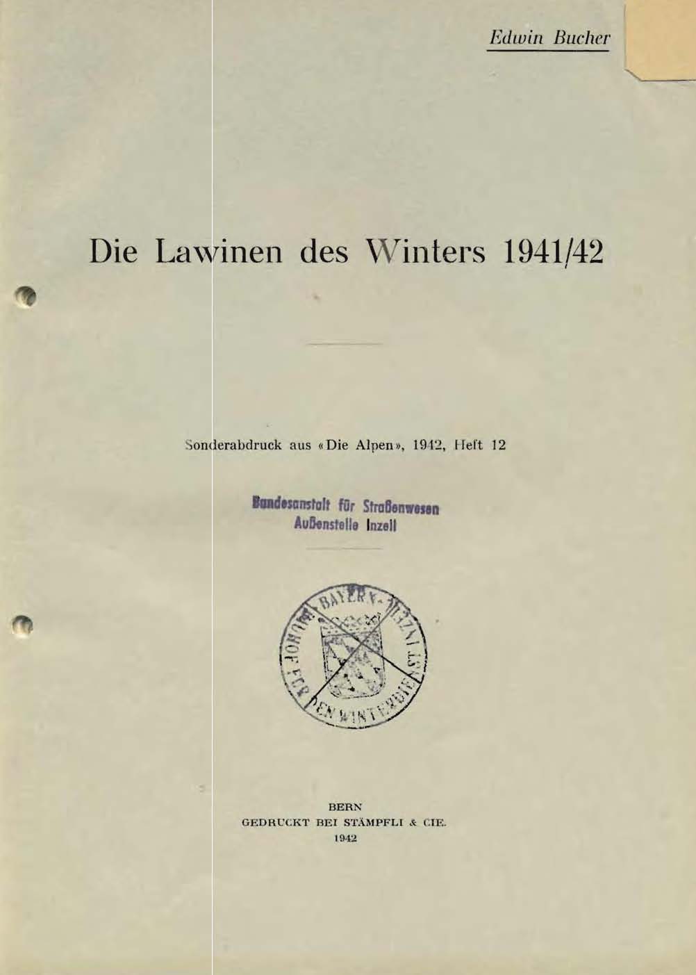 Die Lawinen des Winters 1941/42