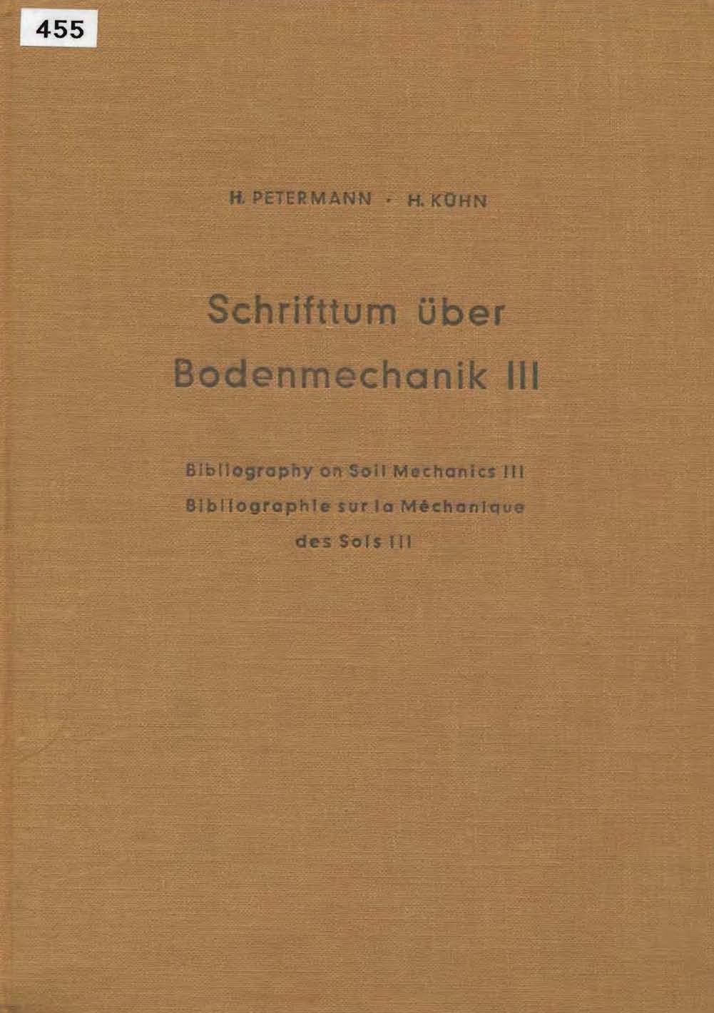 Schrifttum über Bodenmechanik III