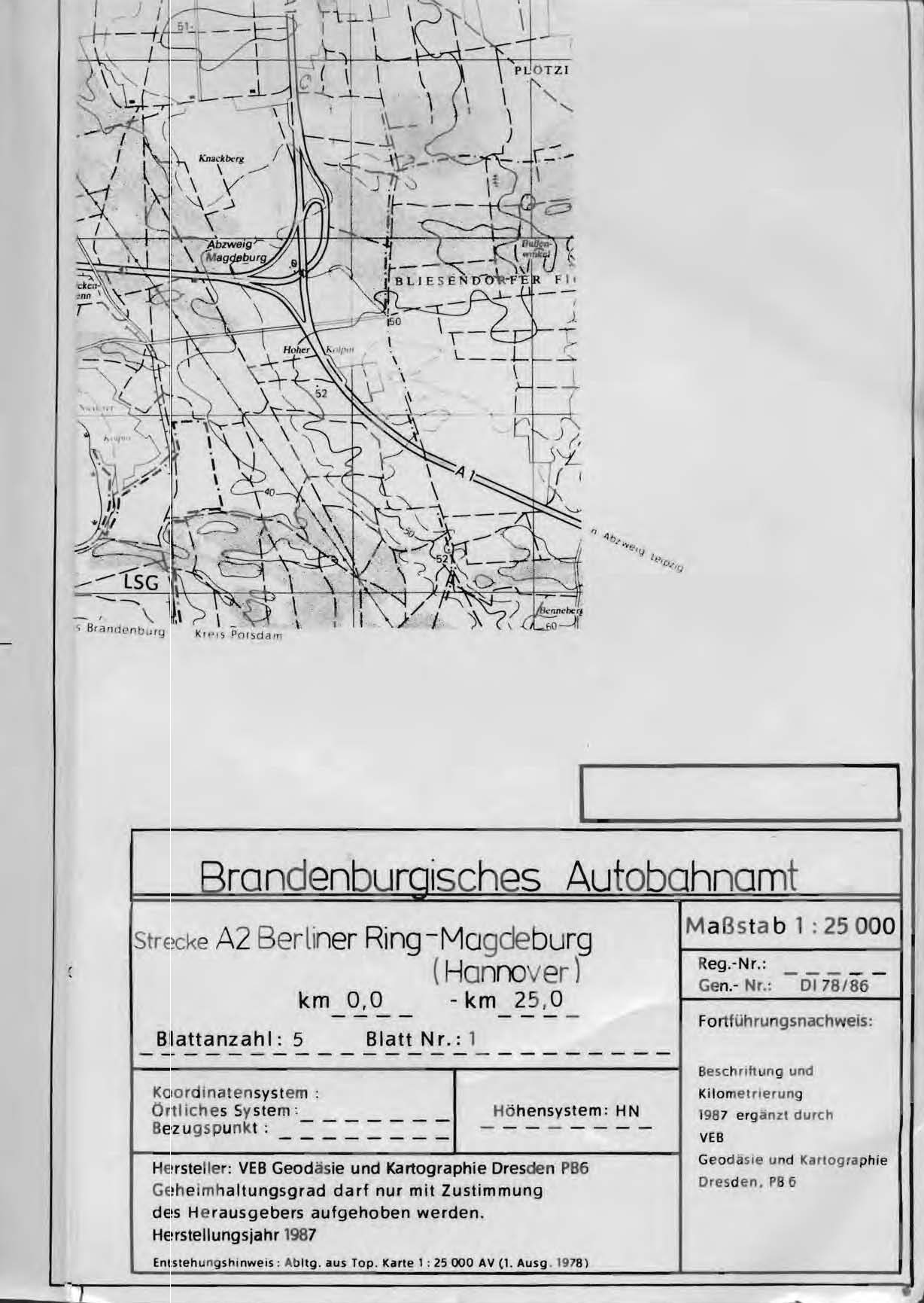 Historische Karten, über Autobahnen