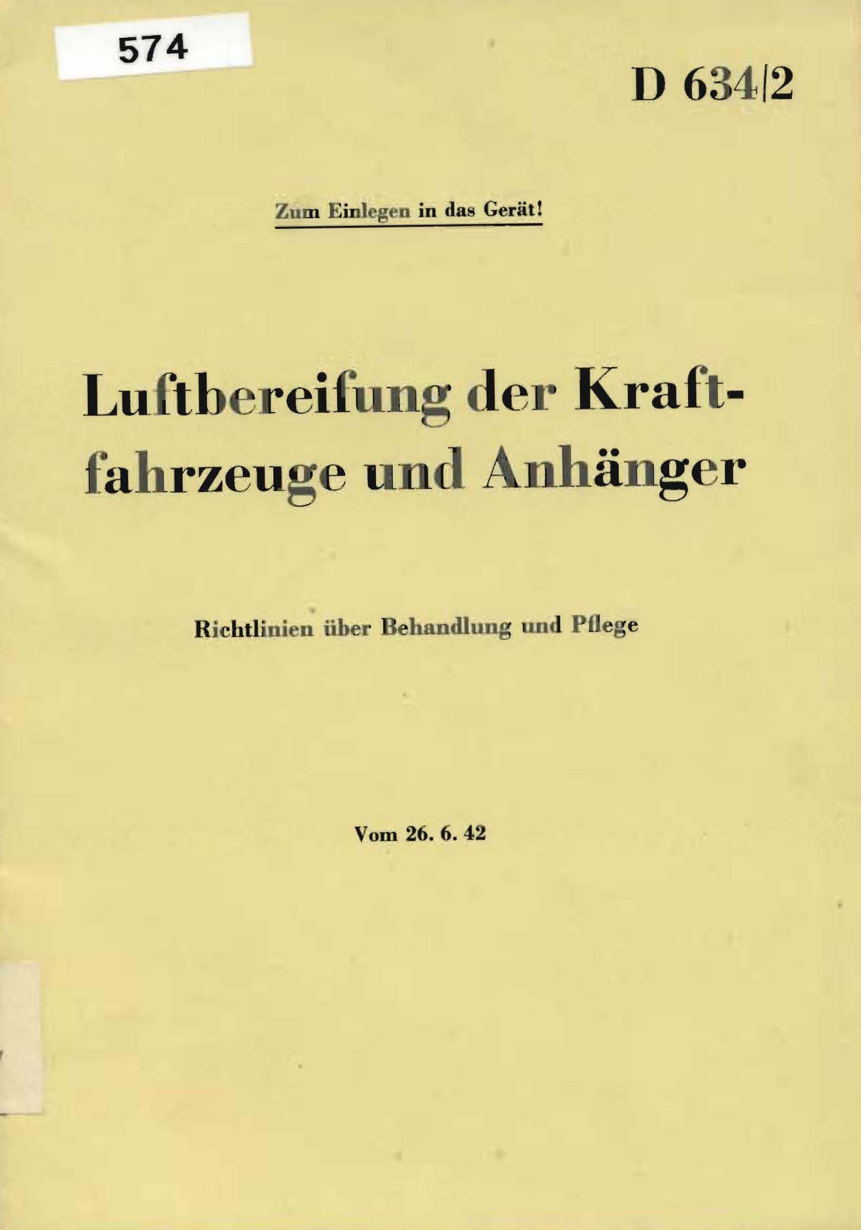 Luftbereifung der Kraftfahrzeuge und Anhänger