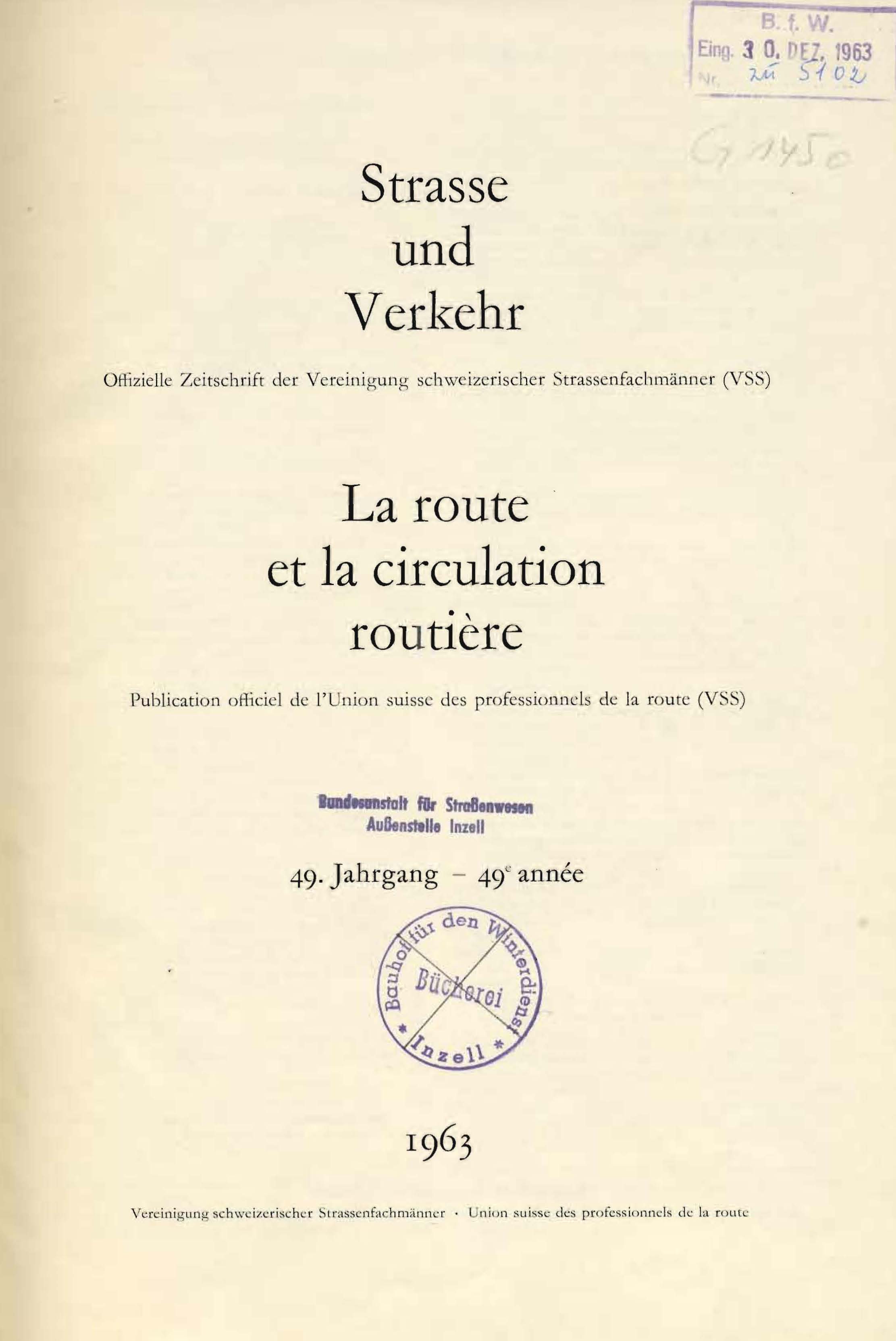 Strasse und Verkehr, 49. Jahrgang 1963