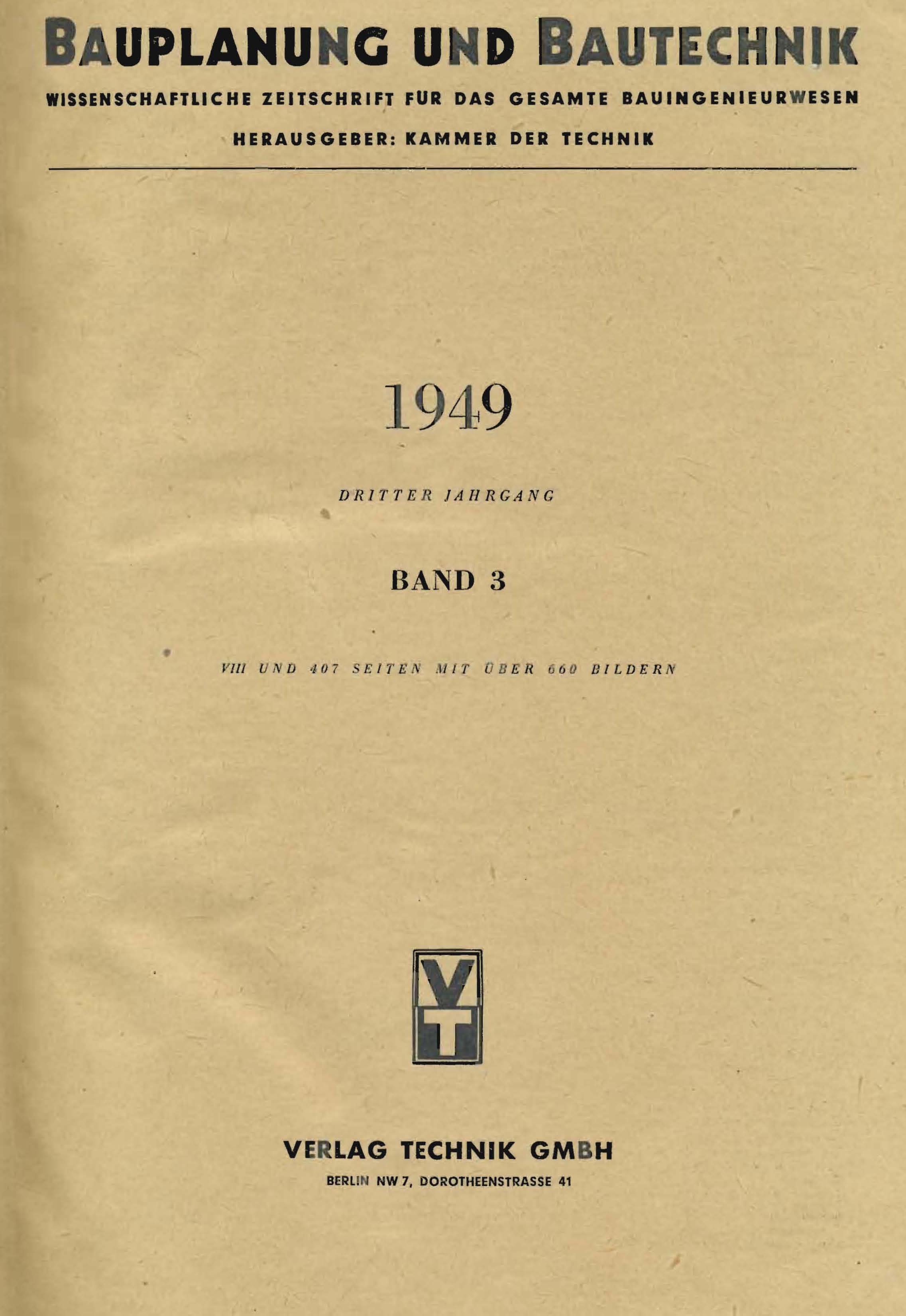 Bauplanung und Bautechnik, 1949, Dritter Jahrgang, Band 3