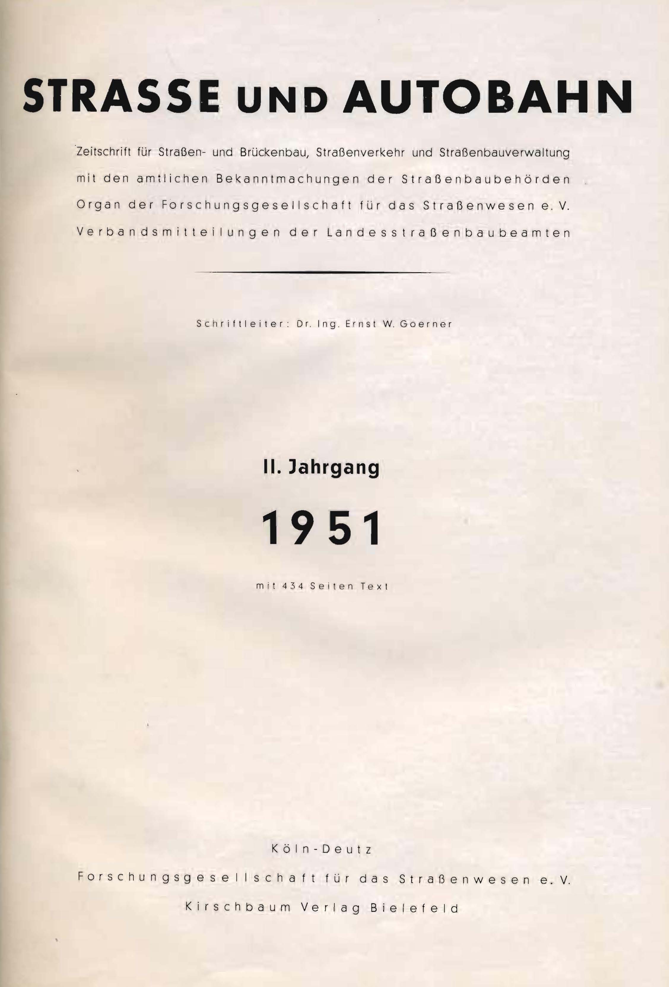 Strasse und Autobahn, II. Jahrgang 1951