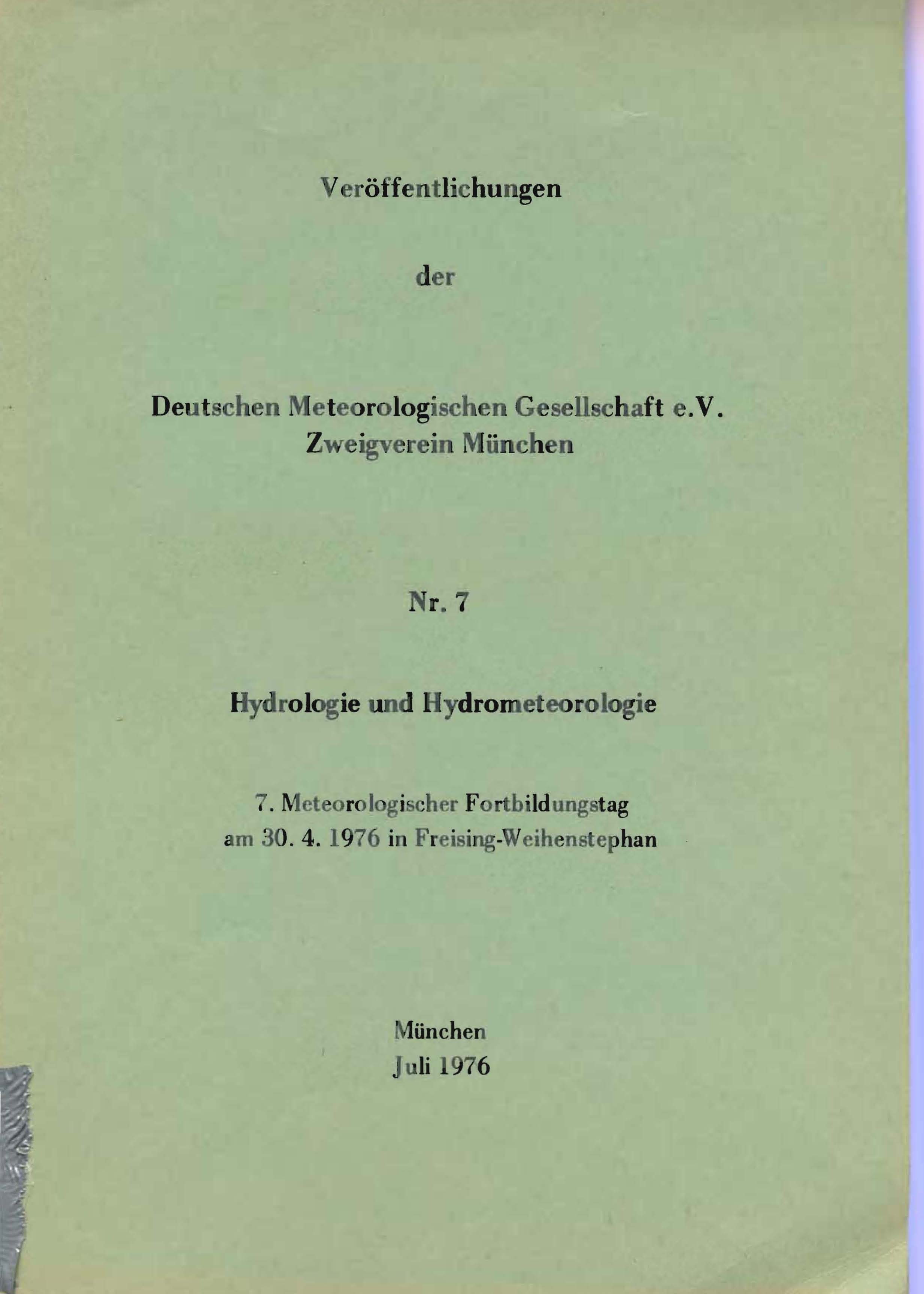 Veröffentlichung der Deutschen Meterologischen Gesellschaft e.V. Zweigverein München