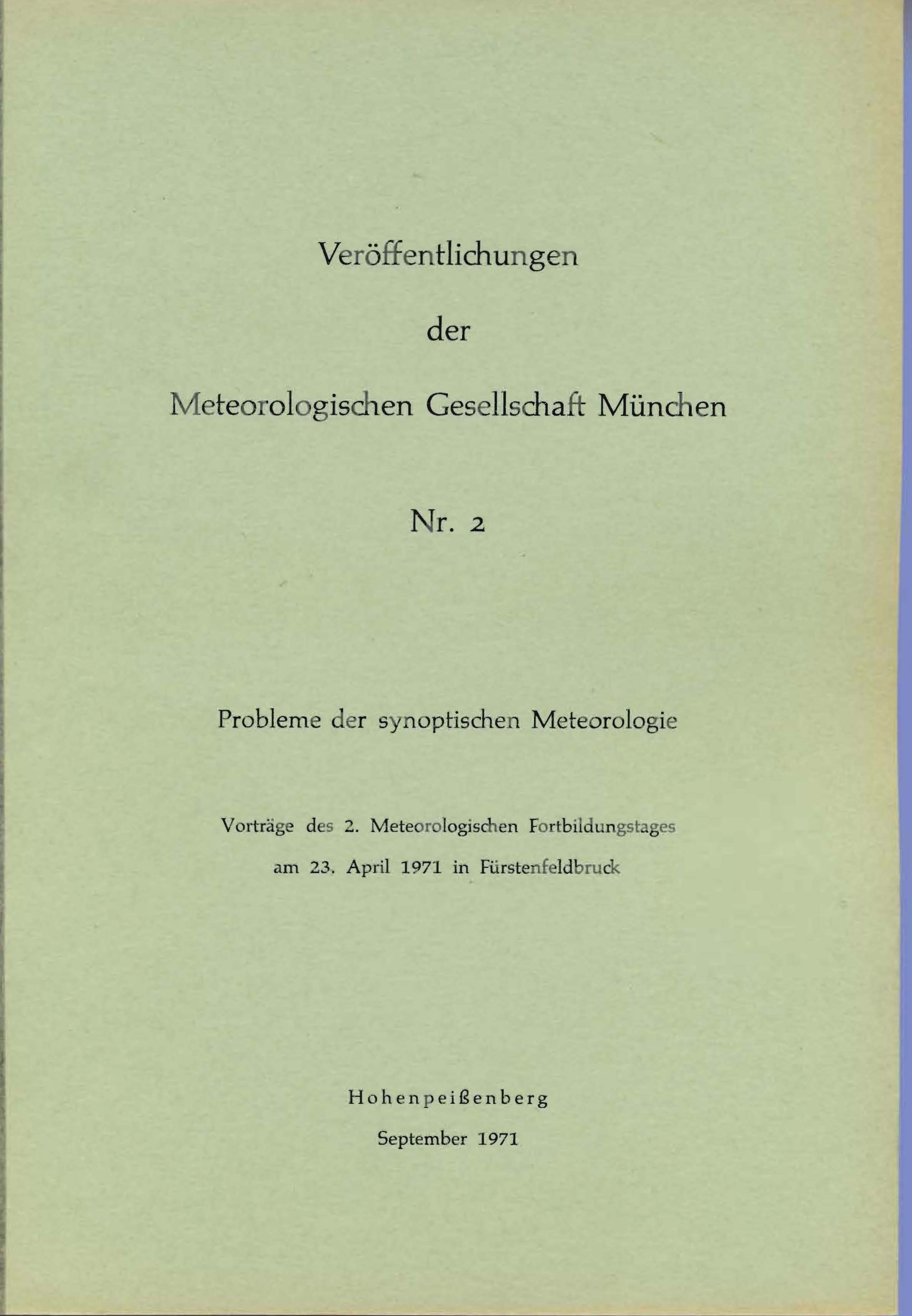 Veröffentlichung der Meterologischen Gesellschaft München