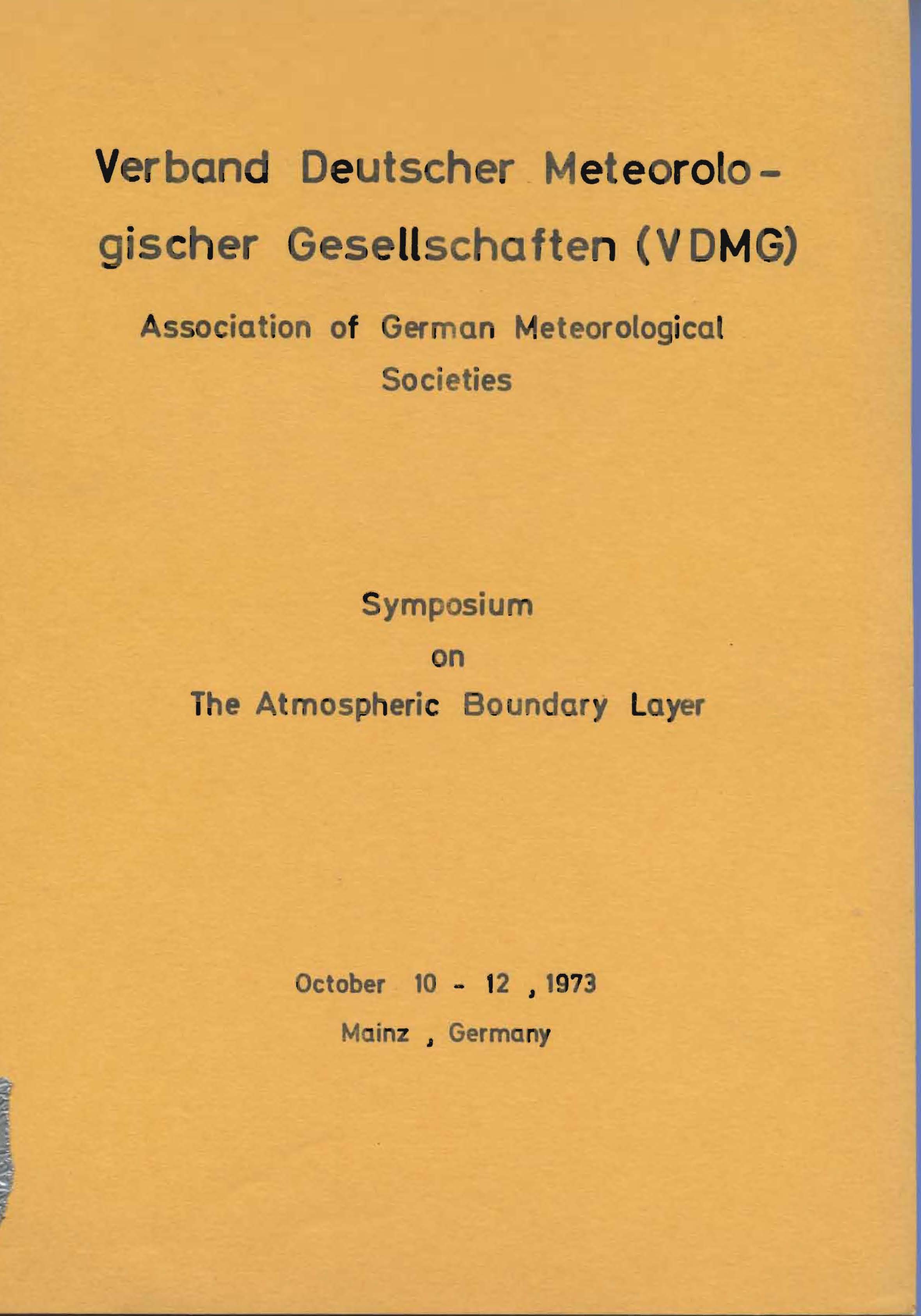 Verband Deutscher Meteorologischer gesellschaften(VDMG)
