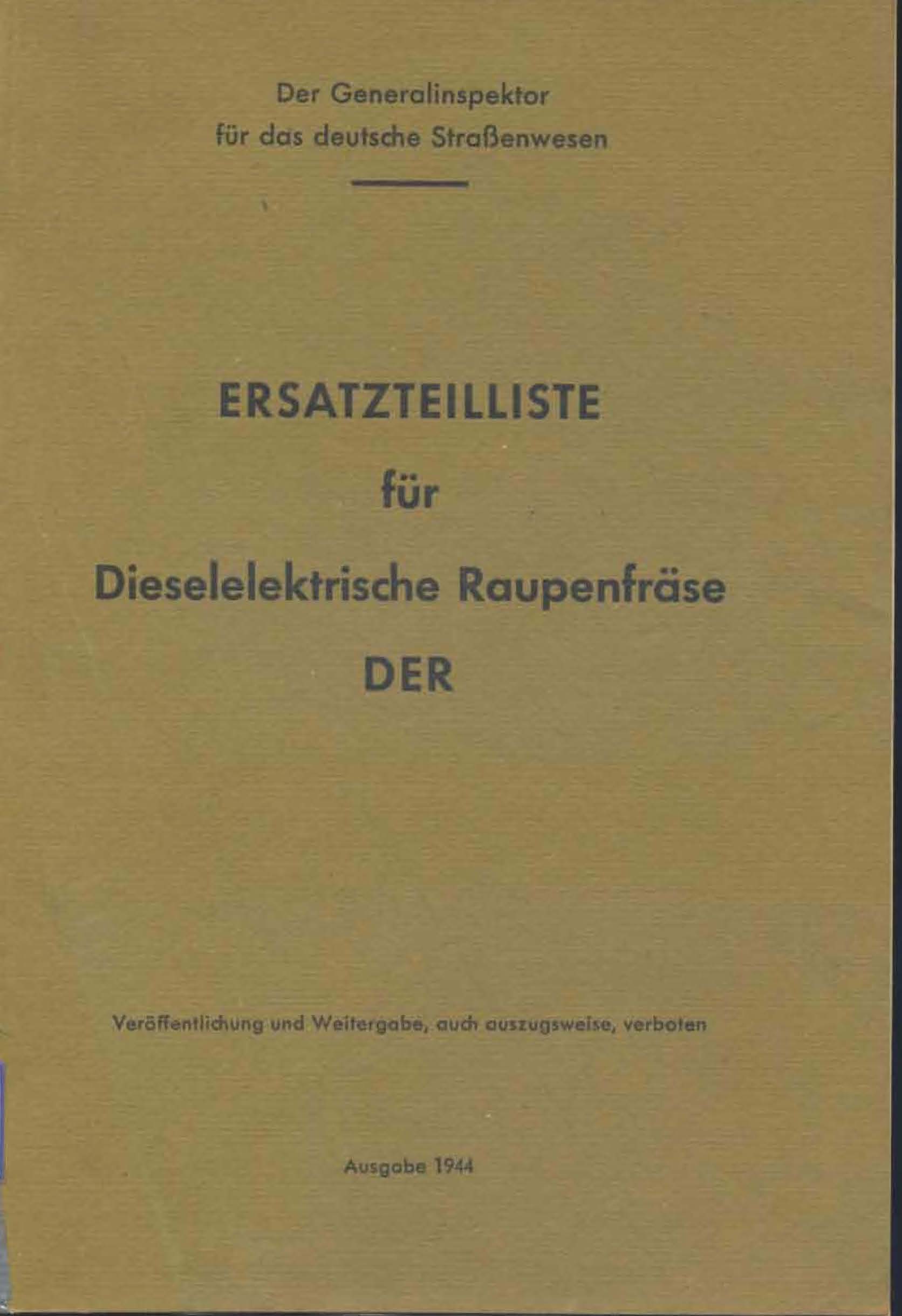 Ersatzteile für Dieselelektrische Raupenfräse DER