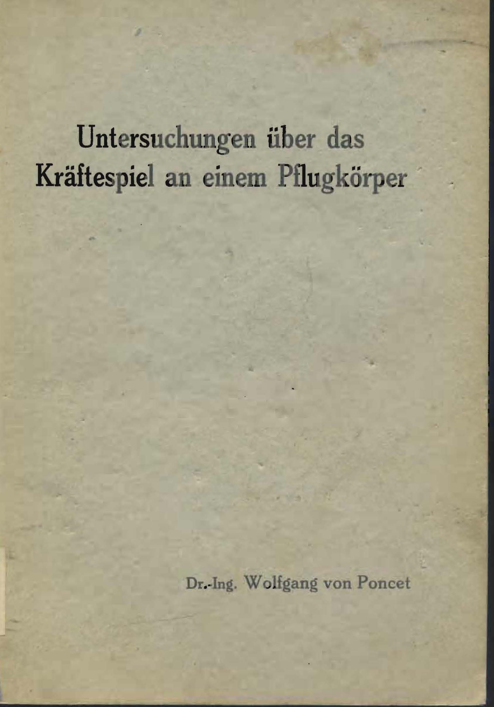 Untersuchungen über das Kräftespiel an einem Pflugkörper