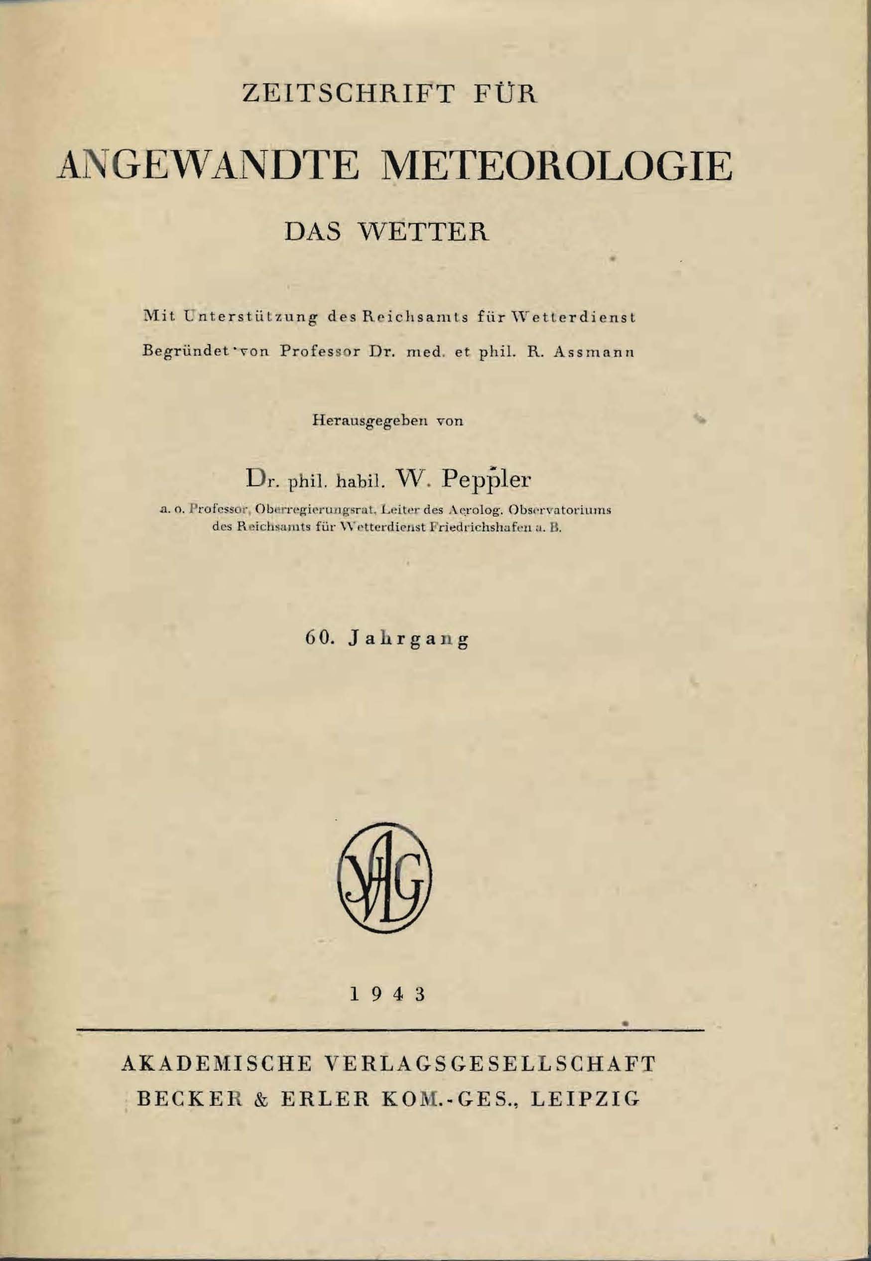 Zeitschrift für angewandte Meteorologie