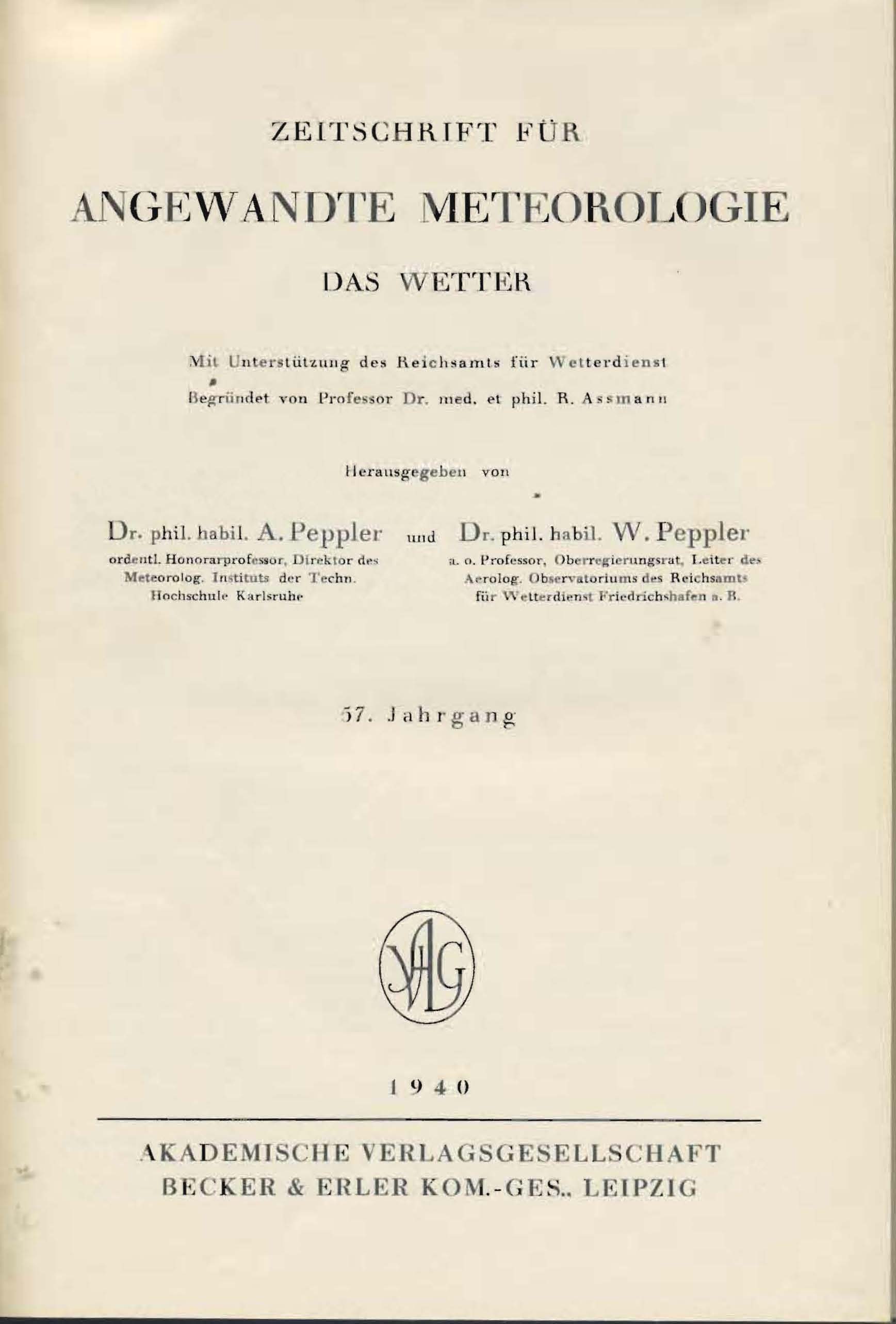 Zeitschrift für angewandte Meteorologie