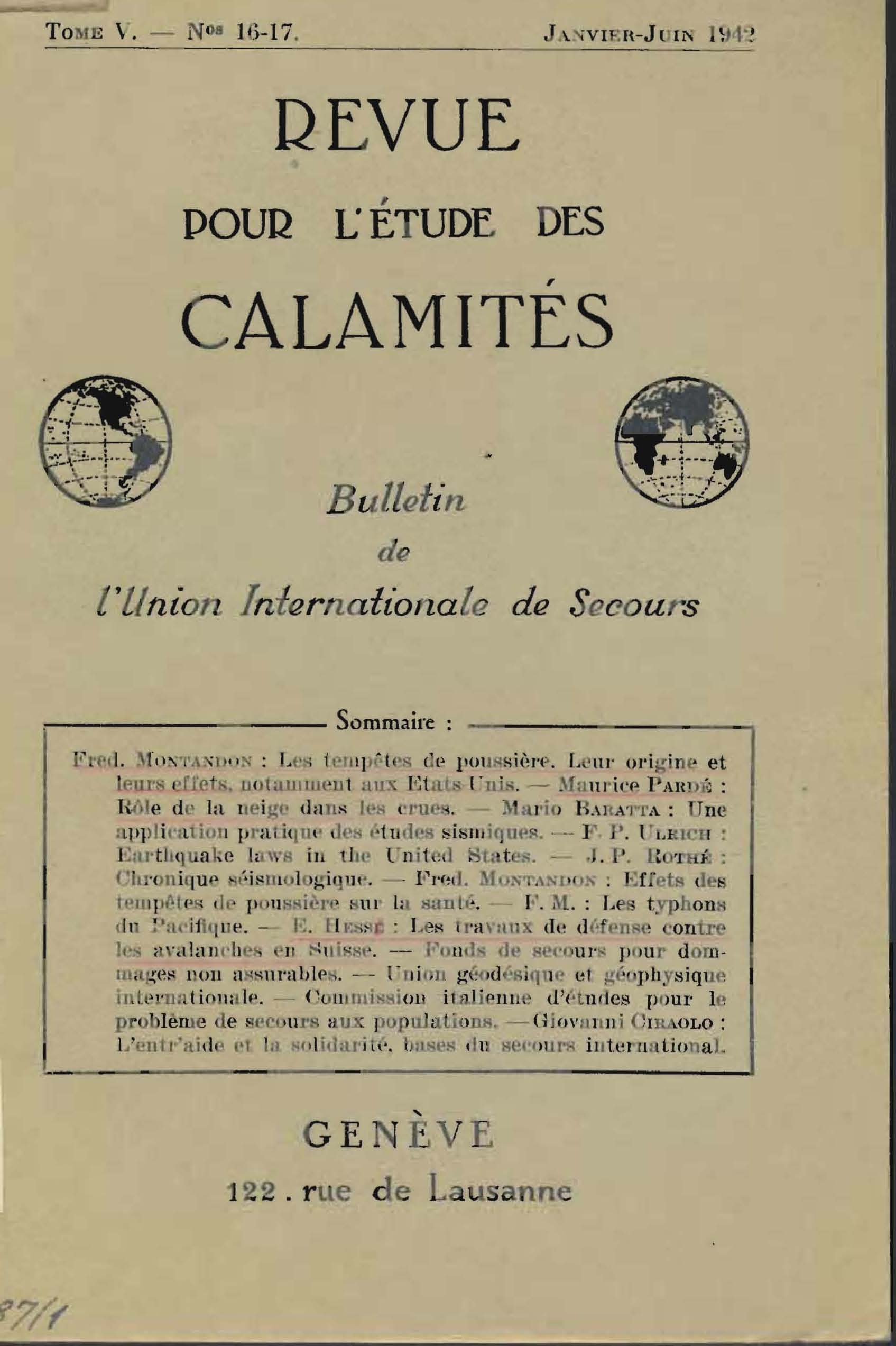 Revue poure l´etude des Calamites