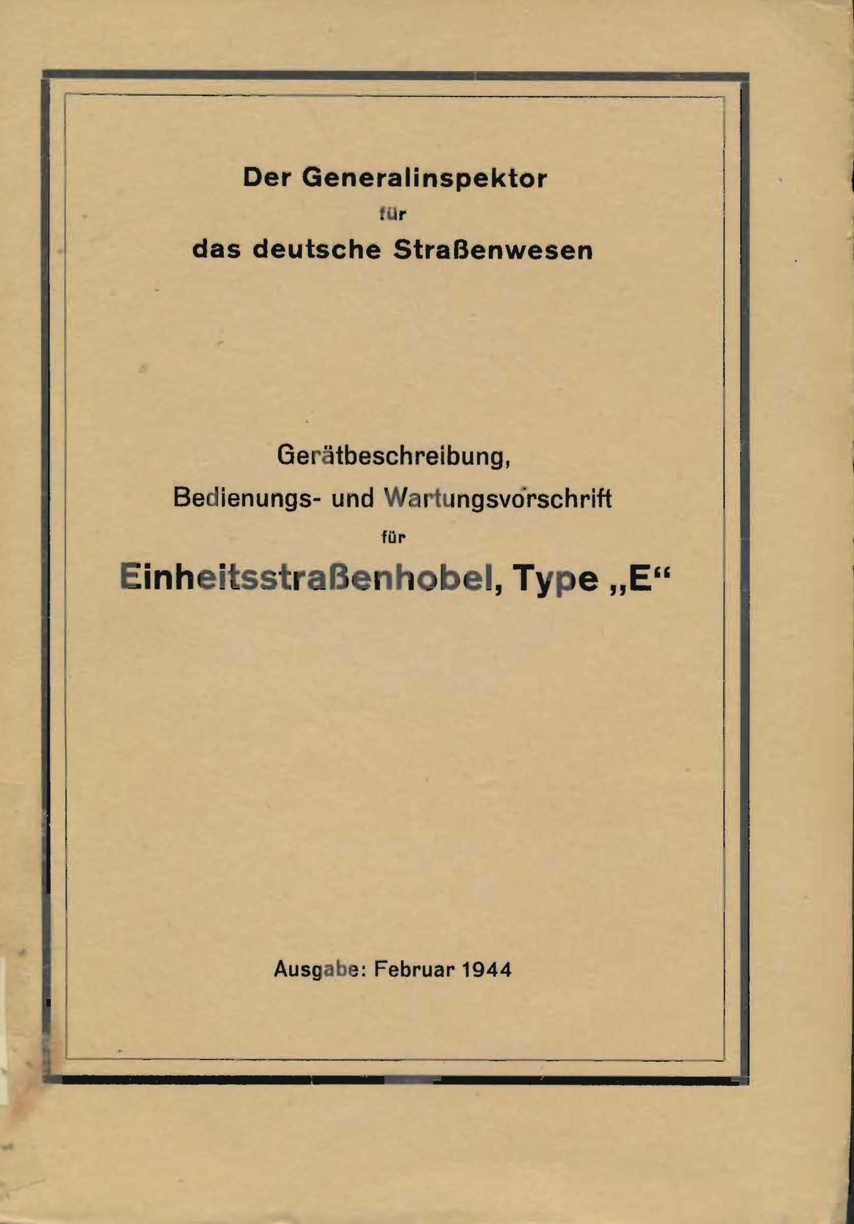 Einheitsstraßenhobel,Type