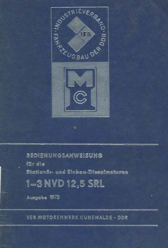 Bedienungsanweisung für die Stationär-und Einbau-Dieselmotoren/1-3 NVD 12,5 SRL